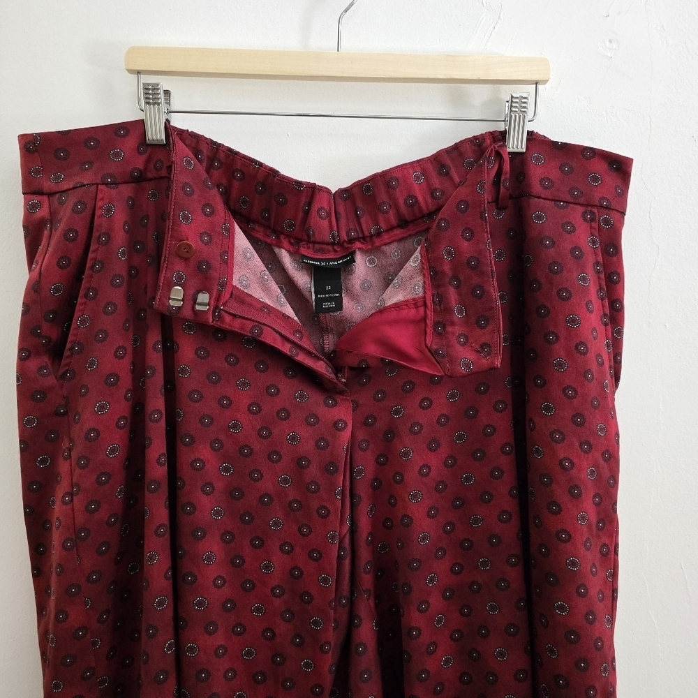 Lane Bryant Burgundy Red Printed Wide Leg Pants By Glamour X Size 22 - Picture 8 of 12